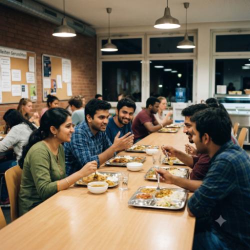 Indian medical students at hostel mess